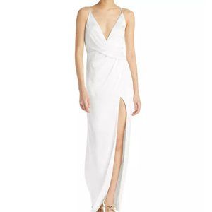 Aidan by Aidan Mattox V neck draped column dress